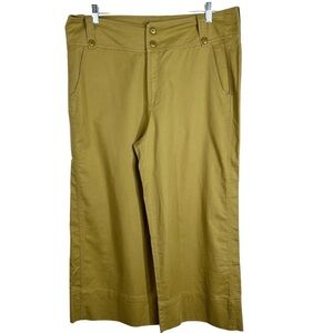 SUNDANCE Mustard Tan Petite 14 Plus Size Wide Leg Linen Crop Pants